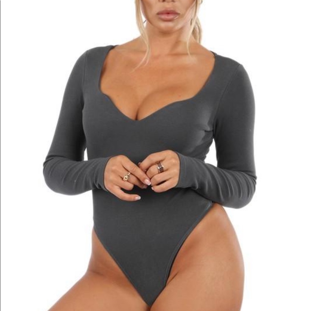 Charcoal Micro Ribbed Bodysuit